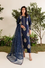 BLUE IMPERIAL EMBROIDERED WINTER DRESS 3PC FLAT 60%OFF