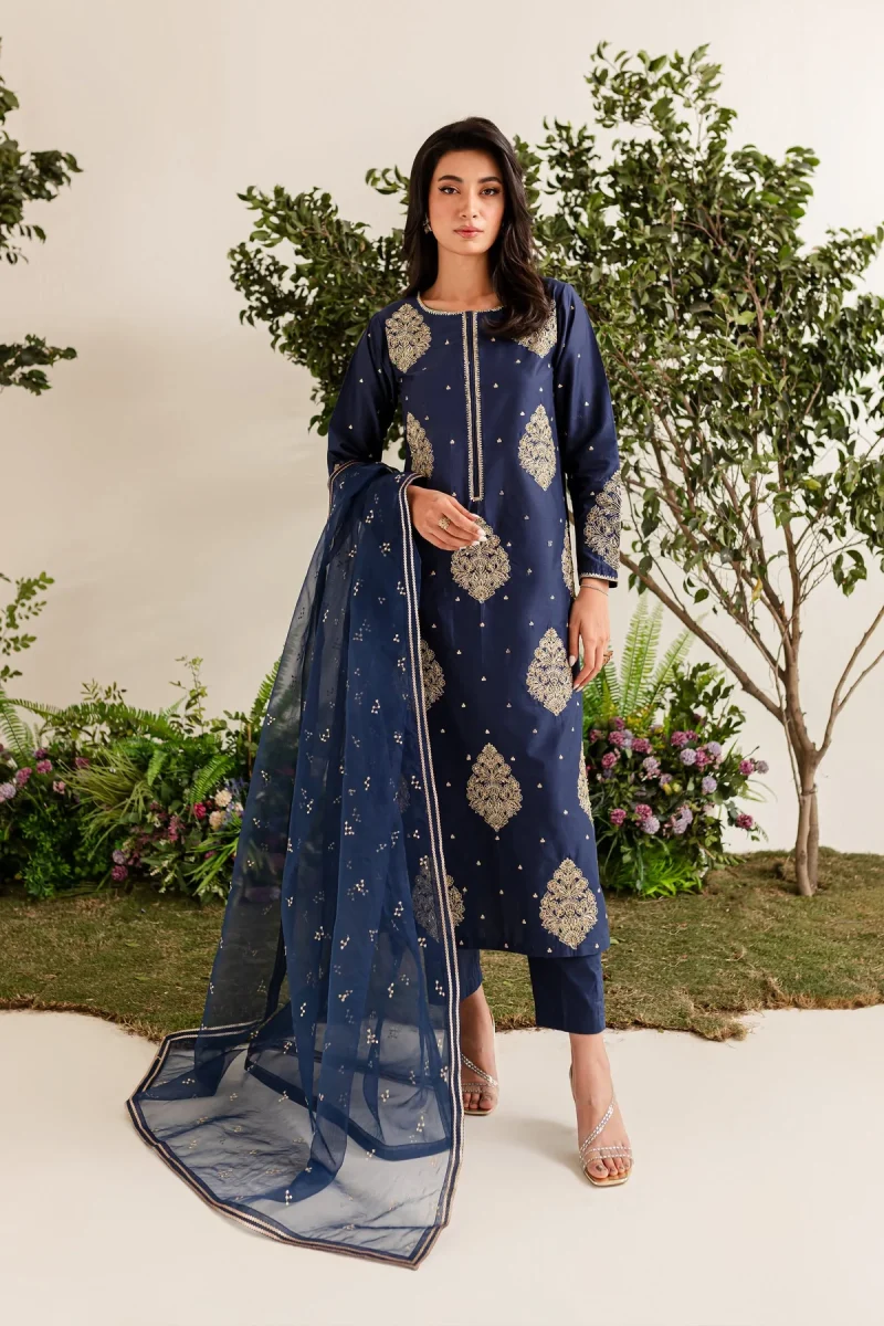 BLUE IMPERIAL EMBROIDERED WINTER DRESS 3PC FLAT 60%OFF