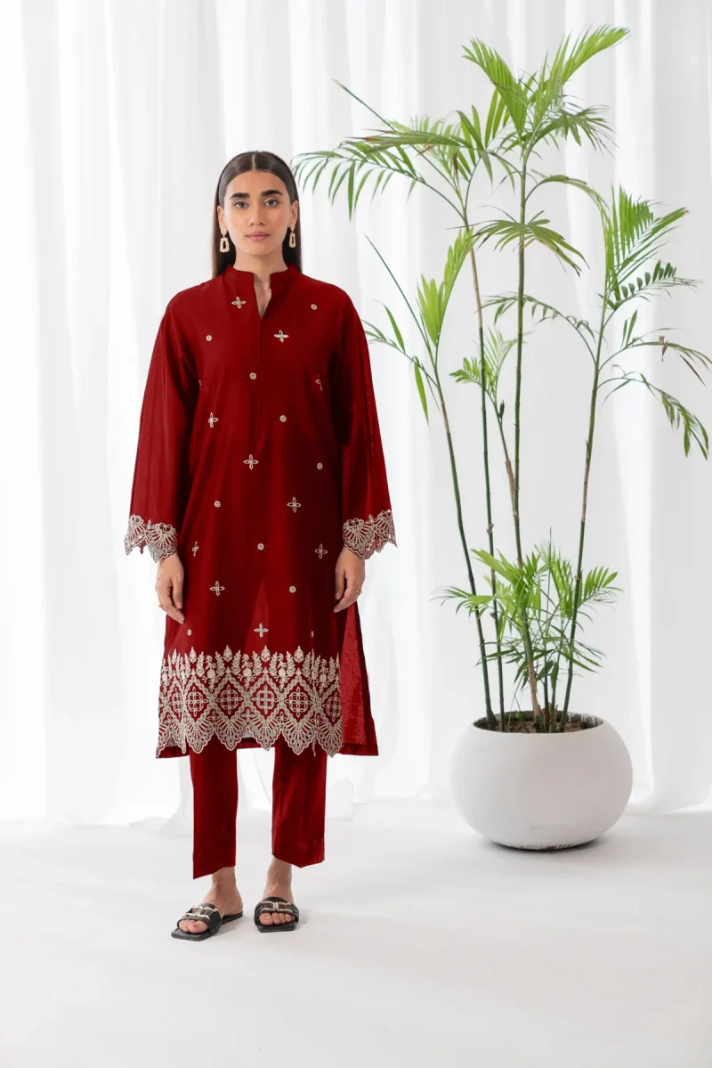 DEEP SEA MAROON 2PC WINTER EMBROIDERED 50% OFF